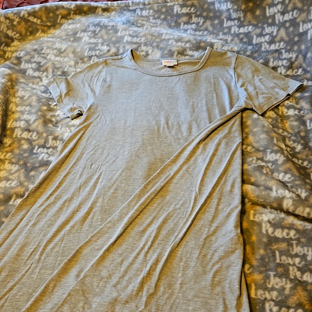 Fine stripe Lularoe Carly in gray and white - S